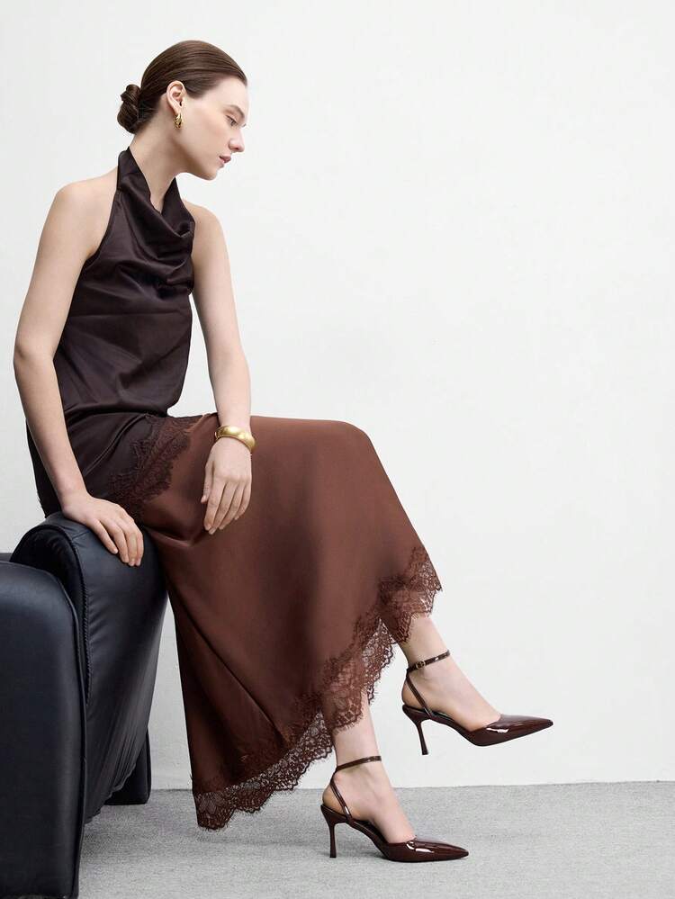 CUCCOO BIZCHIC Women Shoes Women's Pointed Thin High Heel Brown Ankle Strap Women's High Heel Shoes Slingback Shoes Stylish And Elegant Daily Versatile Commuter Work Women's Shoes Spring Shoes