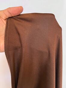 Rustia Plus Size Women's Brown Spaghetti Strap Sleeveless Off Shoulder Plunging Neck Cinched Waist Fitted Short Backless Sexy Summer Dress - Brown - View 7