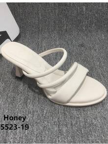CUCCOO BIZCHIC Women's Fashionable Elegant Round Toe Thin Strap High Heel Slippers Summer Shoes - Apricot - View 14