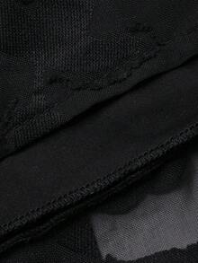 Dazy Plus 大码优雅提花方领花瓣袖A字长连衣裙 夏季女式连衣裙 - 黑色 - 查看 9