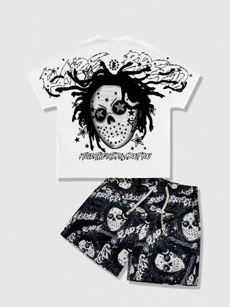 2 Stück/Set 2026 Frühling/Sommer Neue Herren Rundhals Kurzarm T-Shirt Top und Shorts, Damen/Herren Paar Street Y2K Stil Outfit