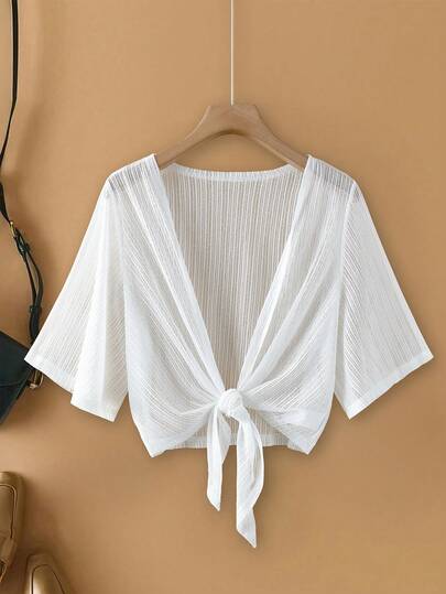 Linhara Plus Size Women Elegant Lace Mesh Sheer Sleeve Beach Cover Up Jacket