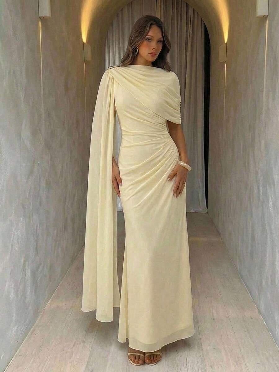 Aloruh 女士纯色荷叶边系带设计优雅束腰连衣裙，适合派对穿着