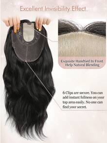 ZERO-NET 115克 16英寸 女士真人发片 8x8英寸大底座 适合头发稀疏的女性 - Natural Black - 查看 7