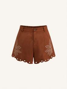 Ceyna Plus Size Women Casual Chocolate Brown Summer Boho Holiday Sleeveless 2 Pieces Set,Shorts Vacation Outfits Festival Two Piece Outfit - Brown - View 10
