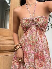 Sunnyshic Women's Elegant Strapless Dress - Pink - View 7