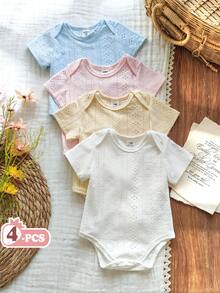 Vintaside Kids 3pcs/Set Newborn Baby Boys' Casual Short Sleeve Rompers, Summer - Multicolor - View 3