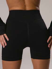 Musera Sport High Waist Scrunched Bum Active Shorts Sport Workout Gym Pilates Fitness Daily Casual Summer - Black - View 6