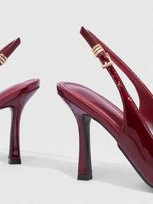 CUCCOO SZL Women's Fashion Lace Backstrap Pointed Toe Stiletto High Heel Shoes, Suitable For Commute, Date, Party, Holiday, Wedding - Red Violet - View 5