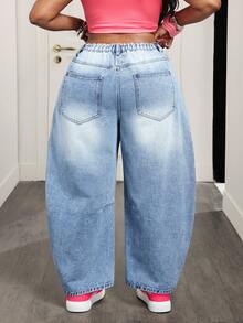 Slaydiva Quần jeans ống rộng dáng suông thoải mái, cỡ lớn, thời trang, đính đá quý nhiều màu sắc. - Rửa nhẹ - Xem 2