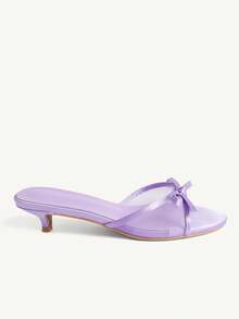 CUCCOO CHICEST Women Shoes Purple Satin Satin Mesh Splicing Fashionable Elegance Comfortable Spring And Summer Bow Elements Kitten And Slippers Summer Shoes - Purple satin - View 3