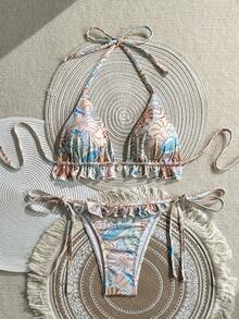 Swim Mod Bộ đồ bơi hai mảnh in họa tiết vỏ sò dành cho nữ, trang phục nghỉ mát biển tối giản thời trang, mùa hè. - Nhiều màu - Xem 4