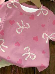 SHEIN 3pcs/Set Baby Girl Casual Round Neck Short Sleeve T-Shirts, Spring/Summer Casual Wear - Multicolor - View 3