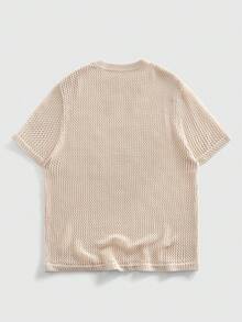 ROMWE MEN T-shirt basique col rond tricoté à manches courtes pour homme - Nude - Voir 2