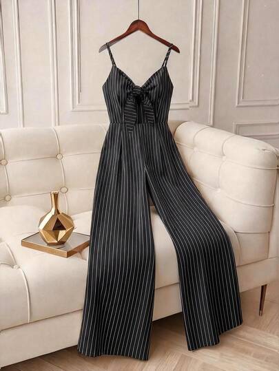 Franclia Mono informal con rayas y nudo para tallas grandes