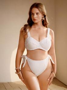 Swim Chiccia 2026 Set bikini alb tricotat cu scobituri, mărime plus, cupe cu susținere, fustă înfășurată cu talie înaltă, costum de baie respirabil pentru plajă, costum de baie alb, două piese, set de două piese, vară, set sexy cu fustă albă, bikini alb cu talie înaltă, set bikini alb de vară, set două piese, set bikini cu fustă, costum de baie alb, set două piese, ținute de vacanță pentru femei, ținute de vară pentru femei, ținute de vacanță coordonate pentru femei, ținute două piese pentru femei, set bikini coordonat pentru femei, set bikini două piese, set bikini coordonat pentru femei - alb - Vizualizare 6