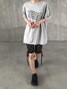 FRIFUL Quần legging nữ màu trơn, viền ren, thắt nơ ở eo, thích hợp cho mùa hè. - màu đen - Xem 3