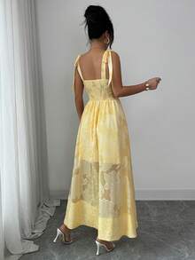 EMERY ROSE Ladies Weave Elegant Summer Long Dresses For Vacation - Yellow - View 2