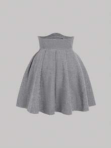 SHEIN MOD Plus Size Vintage Palace Style 2-Piece Set, Gigot Sleeve Shirt And High-Waisted Pleated Skirt, Spring/Summer Stylish 2-Piece Outfit - Grey - View 6