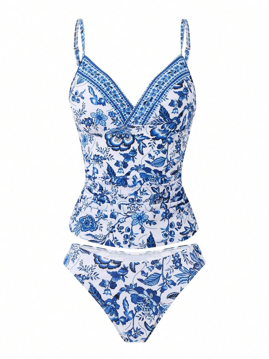 Swim Lushoire Bộ bikini hai mảnh gợi cảm, thanh lịch dành cho nữ, thích hợp cho kỳ nghỉ hè, kèm quần tam giác, kiểu dáng tankini, thích hợp mặc mùa xuân/hè. - Nhiều màu - Xem 1