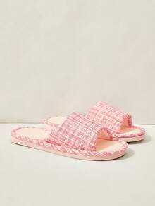 Cuccoo Ladies' Home Slippers, Pink Plaid Comfortable And Breathable Indoor Drag - Pink - View 3