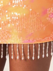MISSGUIDED Chân váy ngắn đính sequin với chi tiết tua rua ở gấu váy, lấp lánh ánh kim, thích hợp cho tiệc tùng, câu lạc bộ, lễ hội. - Nhiều màu - Xem 5