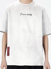 Chillumni 男士休闲日常字母图案圆领短袖T恤，夏季 - 白色 - 查看 4