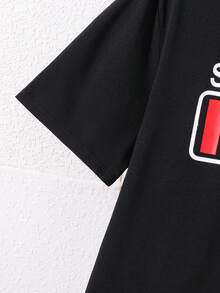 SHEIN Bộ đồ ngủ mùa hè 2 món cho bé trai tuổi teen, gồm áo thun trơn rộng rãi và quần short kẻ caro, chất liệu dệt kim. - Nhiều màu - Xem 4