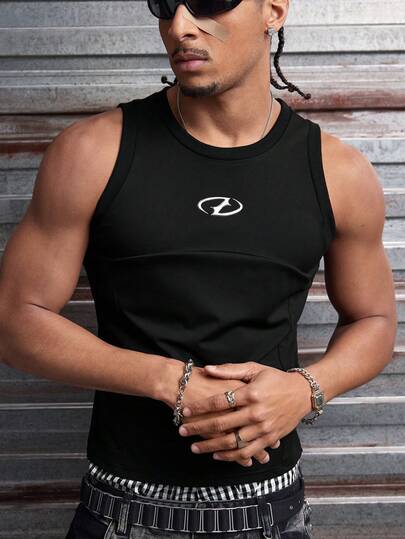 AXEPEAK Camiseta de tirantes de corte slim con estampado, adecuada para uso casual diario