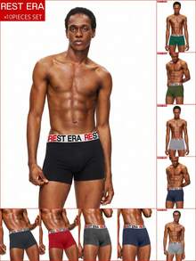 7件套舒适简约男士字母腰带平角内裤 - 彩色 - 查看 1