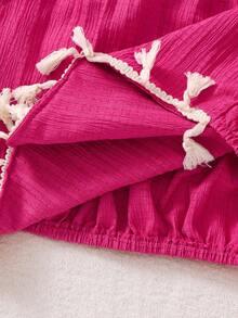 Sparklyn Ensemble 2 pièces pour adolescentes, vacances d'été. Débardeur rouge et short de couleur unie. Convient pour les vacances, les sorties et autres occasions - Rose vif - Voir 7