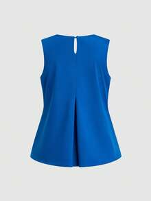 SHEIN LUNE Women's Elegant Casual Sexy Sleeveless Ruffle Trim Pastal Blouse, Summer Office Golf Designer Top Business For Ladies, Elegant Latest Top - Blue - View 2