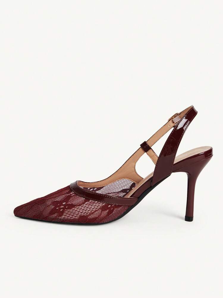 CUCCOO CHICEST Women Shoes Classic Simple Fashion Mesh Stitching Women's High Heels Shoes Pointed Stiletto Romantic Elegance Elegant Simple Sexy Women's High Heels Shoes Slingbacks Dress Shoes Dating Afternoon Tea Party Valentine's Day Elegant And Sexy Wear Elegant Shoes Wedding Shoes Summer Shoes Bride Shoes