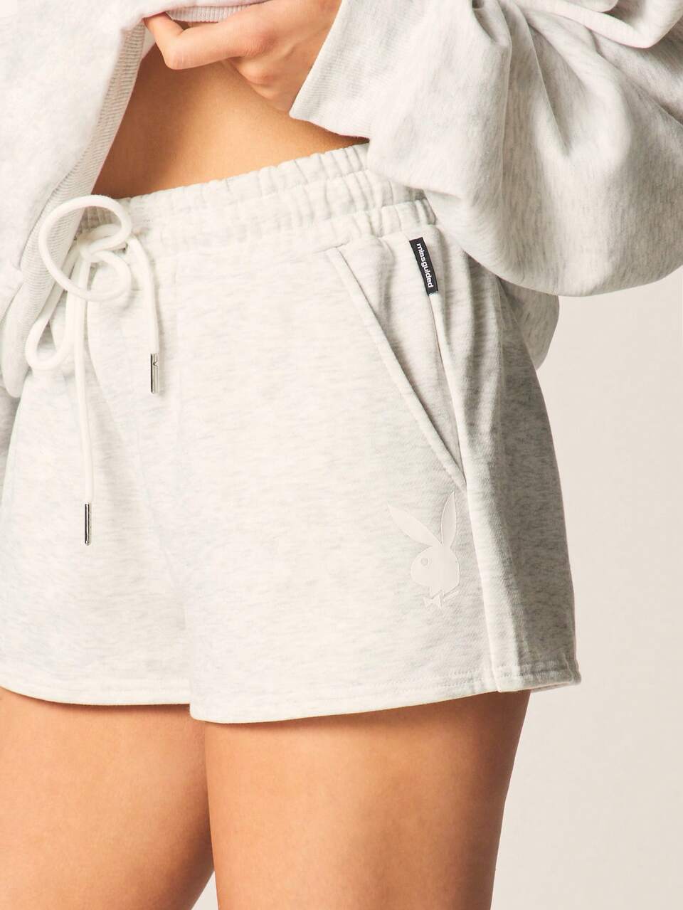Missguided x Playboy Oversized Jersey Jogger Shorts With Drawstring Waist And Side Pockets For Casual Loungewear
