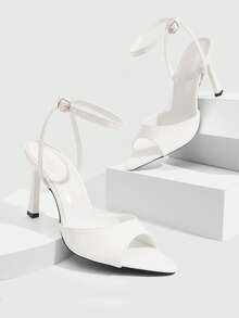 CUCCOO SZL Women's Shoes Adjustable Simple White High-Heeled Sandals, Suitable For Daily Casual Wear, Spring Shoes, Spring Break Easter Dance Heels Prom Heels Summer Shoes - Stone white - View 3