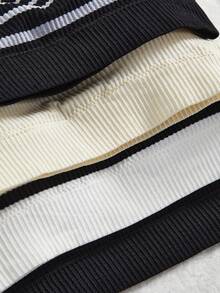 4件套少女条纹无缝露背运动文胸吊带背心内衣套装 - 彩色 - 查看 3