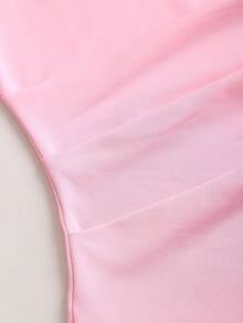 Sweetra Bộ đồ nữ thời trang mới, đa năng, màu trơn, gồm áo lệch vai, thắt eo và quần dài. - Hồng - Xem 8