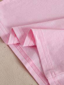 Young Girls Multicolor Plain Sleeveless Fitted Round Neck Basic Cotton Undershirt With Contrast Trim - Multicolor - View 6