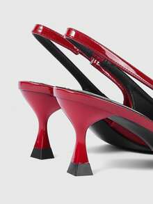 Sleekvia 女士酒红色尖头镂空露跟高跟鞋，基本款，适合通勤、休闲、街头、度假等各种场合，尽显优雅气质 - 酒紅色 - 查看 10