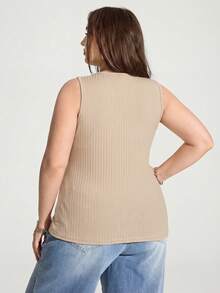 Enliva Plus Size Women's Slim Fit Camisole, Thermal Lined Women's Vest/Autumn /Winter - Apricot - View 2