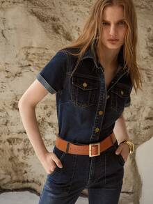 MOTF PREMIUM Jeans de pierna acampanada y ajuste delgado, para primavera/verano/otoño - Azul - Ver 7