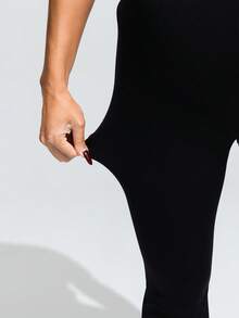 SHEIN Maternity High Waist Solid Color Flared Yoga Pants,Word Cup - Black - View 5