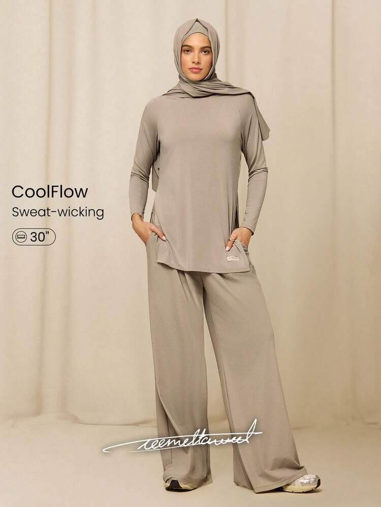GLOWMODE X Reem Modest All-Day Ease Cooling Quick-Dry Sun Protection Adjustable Drawstring Waist Slip Pockets Wide-Leg Pants Training Running Workout Gym Daily