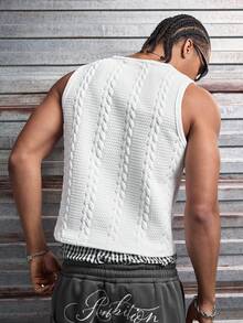 AXEPEAK Débardeur col rond décoré de métal texturé, style décontracté pour l'été - Blanc - Voir 2