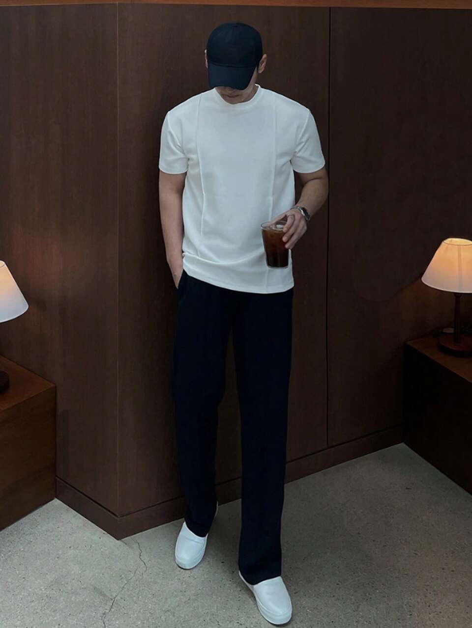 Men's Solid White Short Sleeve Crew Neck T-Shirt, Summer