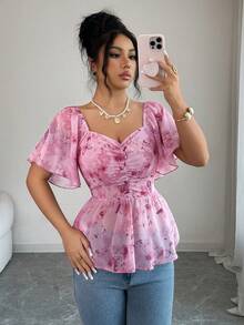 Elenzga Áo kiểu nữ thanh lịch in hình bướm, tay cánh dơi xếp ly, kiểu Pháp ngọt ngào, thời trang, đa năng, duyên dáng và tinh tế. Thích hợp cho nhiều dịp, từ trang phục công sở trang trọng và đi làm, đến những bộ trang phục gợi cảm, phong cách Pháp lãng mạn, những buổi đi chơi thường ngày, kỳ nghỉ, sự kiện theo chủ đề Trung Đông cổ điển, những buổi trà chiều ấm cúng, những bữa tiệc quyến rũ, cũng như Tết Dương lịch, Lễ Tạ ơn và Giáng sinh, Ngày lễ tình nhân và các lễ kỷ niệm khác, mùa xuân/hè. - Hồng - Xem 5