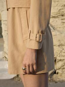 MOTF PREMIUM 女士双排扣门襟系带风衣，春夏款 - 卡其色 - 查看 3