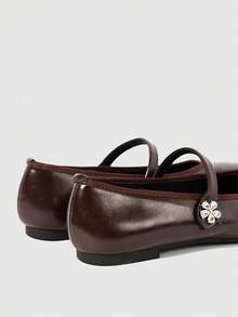 Sleekvia 女士搭扣设计休闲百搭平底鞋 - 棕色 - 查看 10