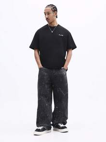 SUMWON Oversized Crew Neck Kurzarm T-Shirt mit New York Aufdruck und 1994 Grafik für lässigen Streetwear Stil - Schwarz - Übersicht 3