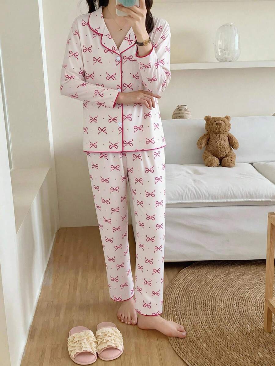 Genkimix Kids 女童蝴蝶印花长袖开衫和裤子两件套睡衣套装,休闲家居服 - 彩色 - 查看 1